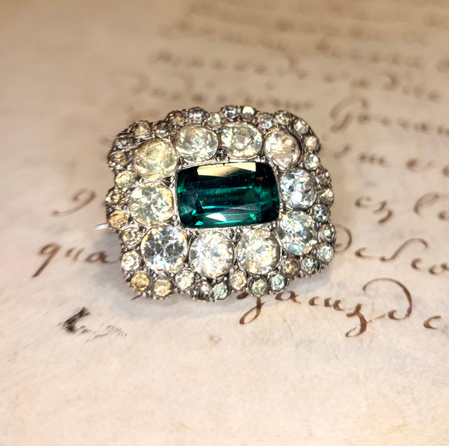 Victorian Emerald Paste Brooch