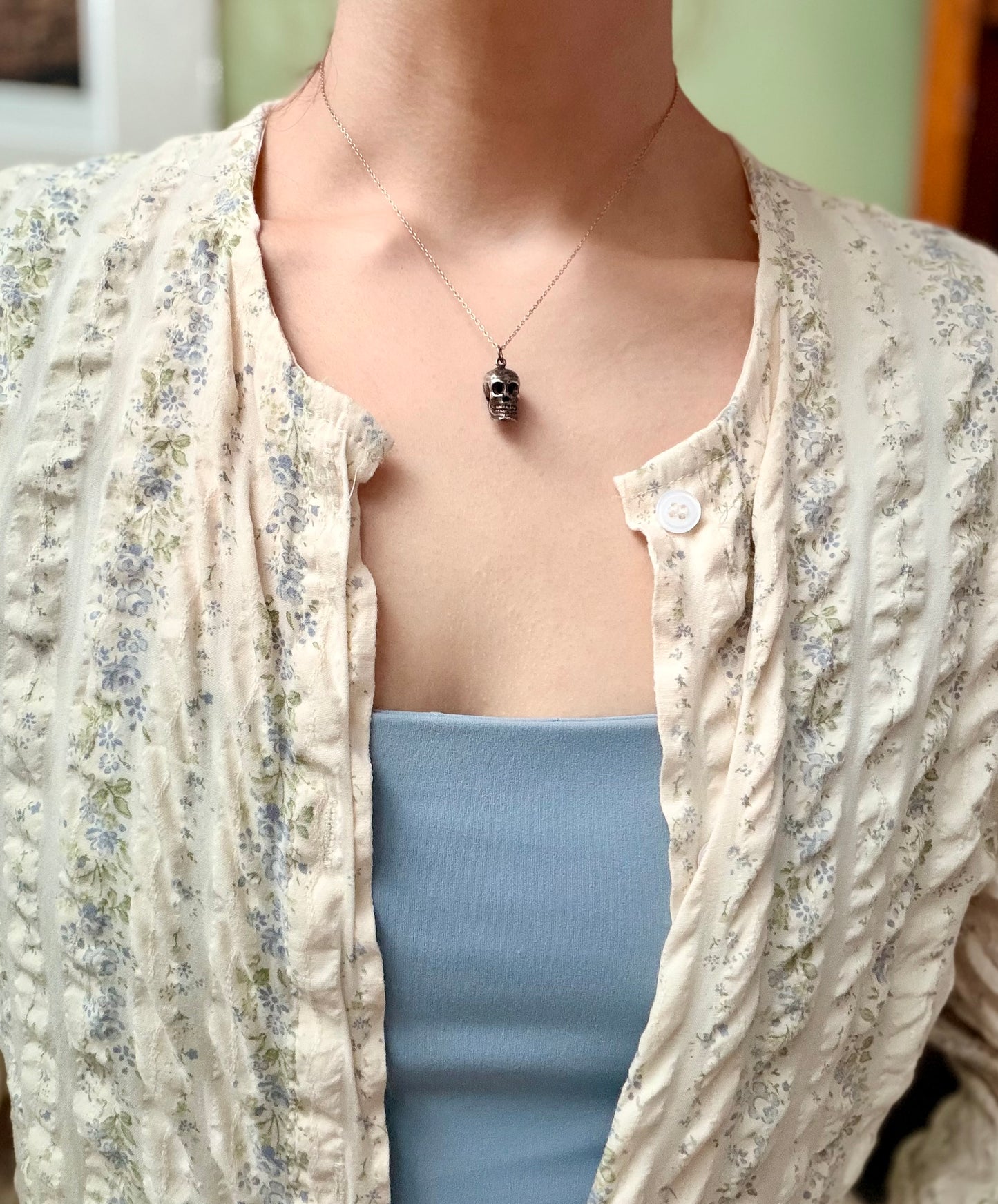 Vintage Silver Articulated Skull Charm