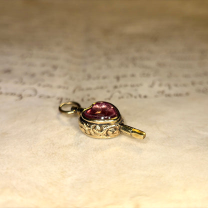 The Key to Your Heart ~ Pink Heart Crystal & Bloodstone Watch Key Charm