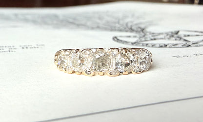 Old Mine Cut Diamond Half Hoop Ring