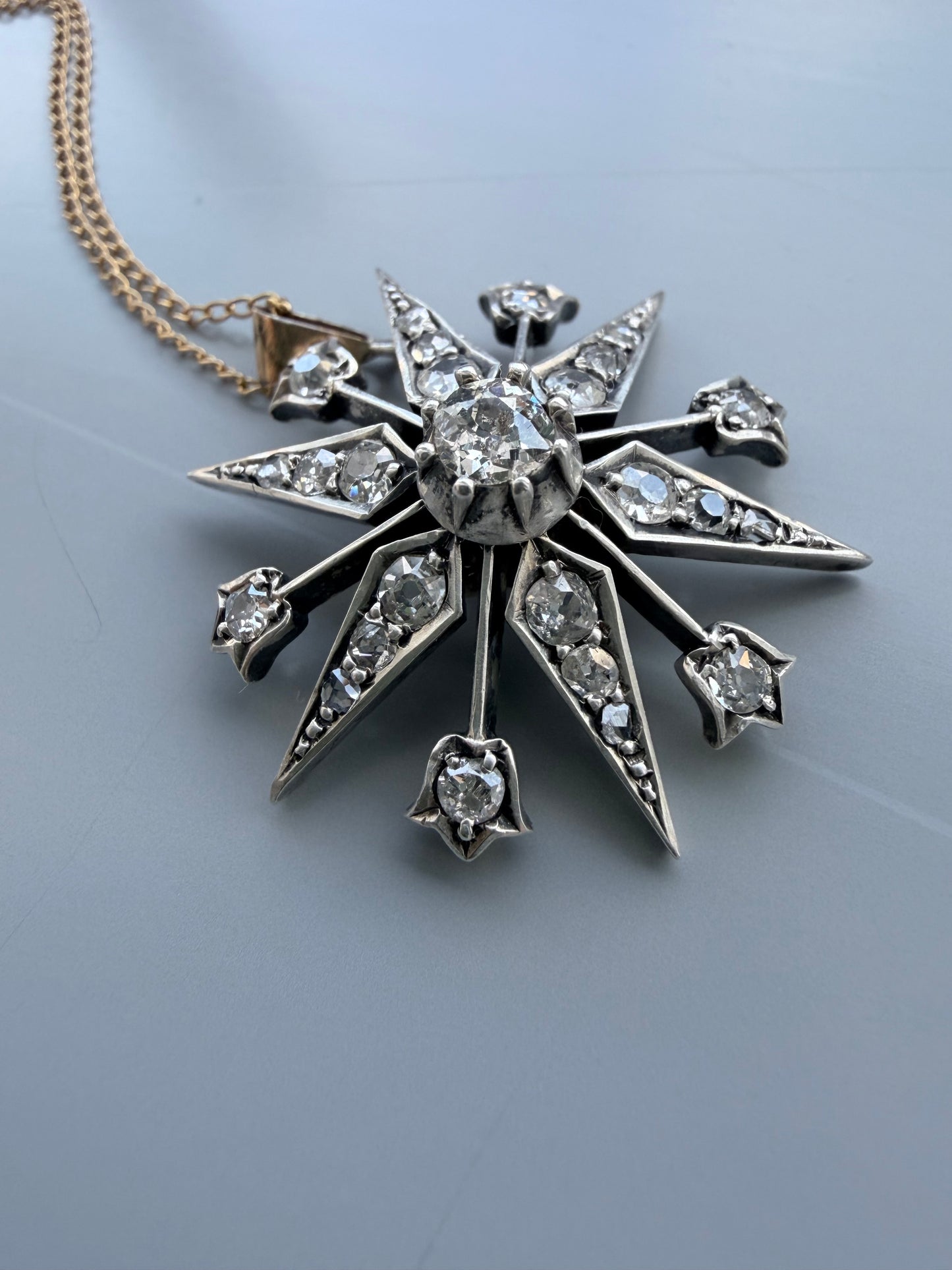Victorian Diamond Starburst Pendant/Brooch