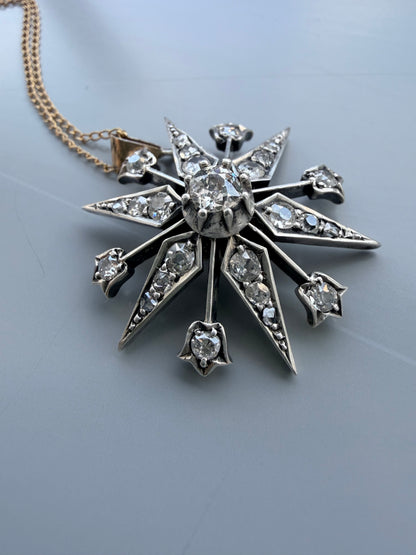 Victorian Diamond Starburst Pendant/Brooch