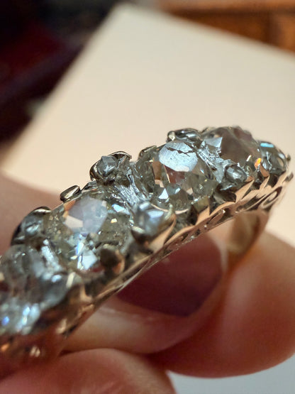 Old Mine Cut Diamond Half Hoop Ring