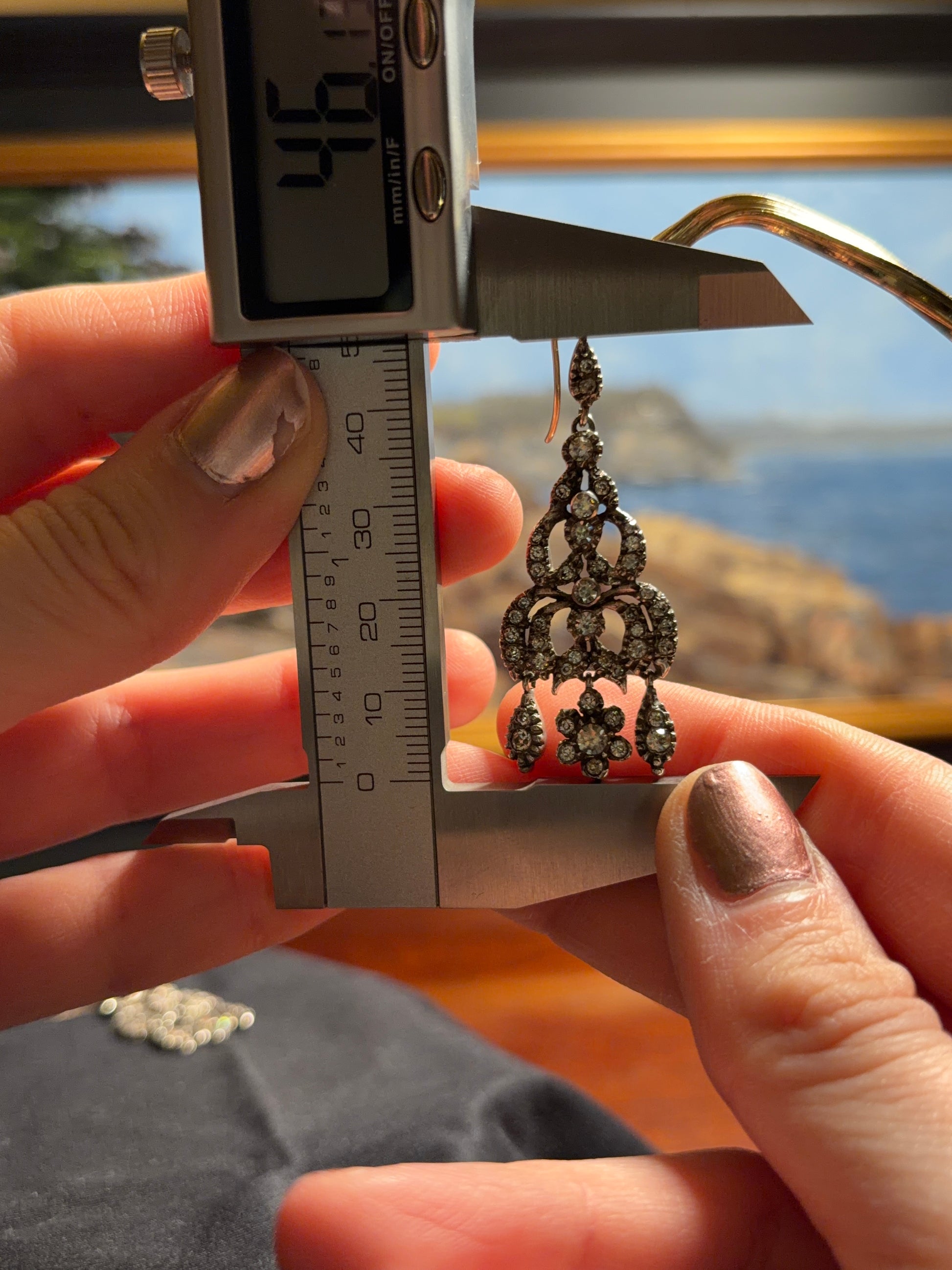 The Midnight Garden Earrings ~ Early Victorian Gold & Silver Diamond Paste Girandole Earrings