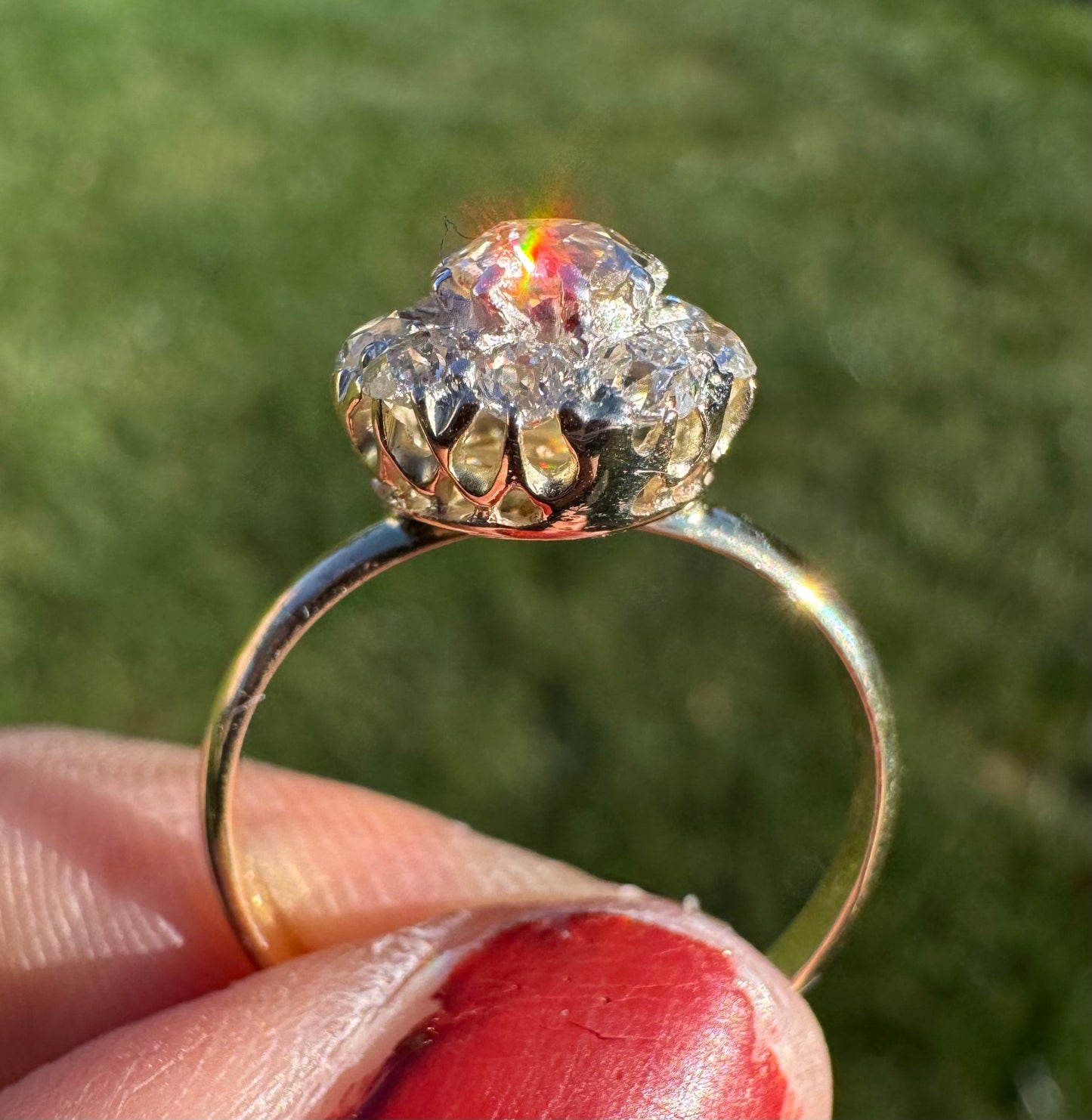 Edwardian Old Cut Diamond Cluster Ring