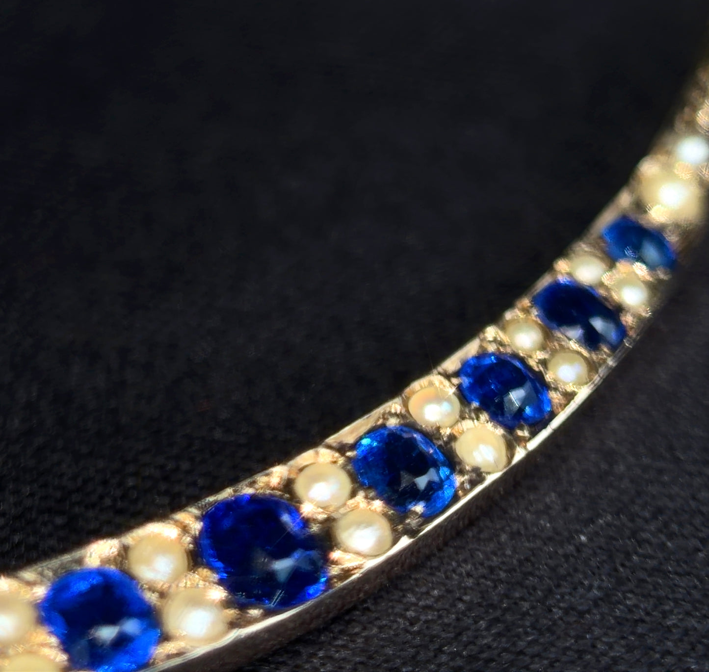 The Phoebe ~ Sapphire & Pearl Crescent Moon Pendant
