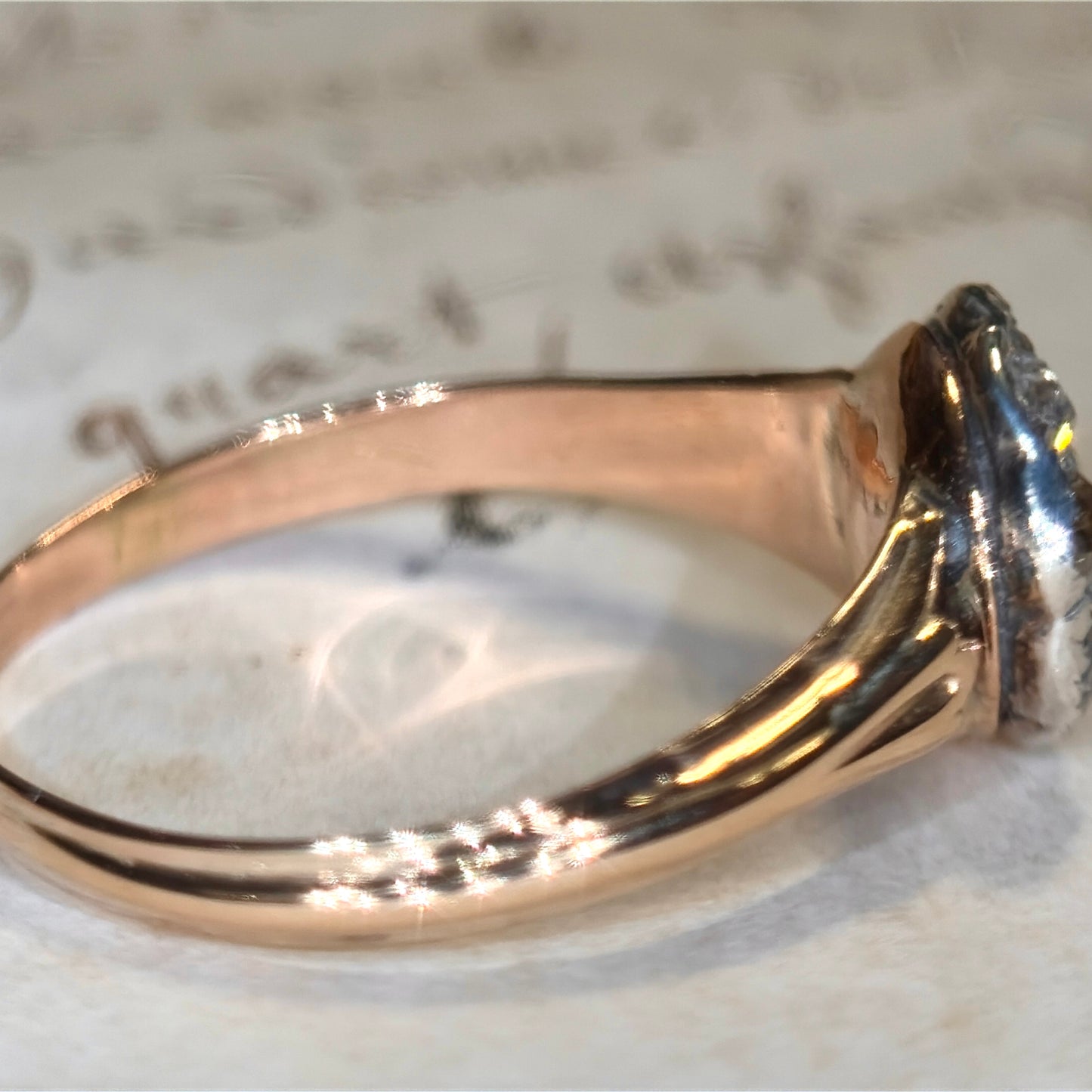 The Silver Rose ~ Foiled Rose Cut Diamond Cluster Ring