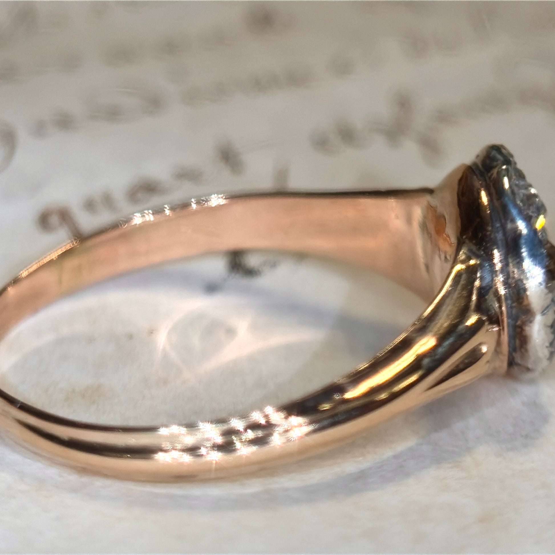 The Silver Rose ~ Foiled Rose Cut Diamond Cluster Ring