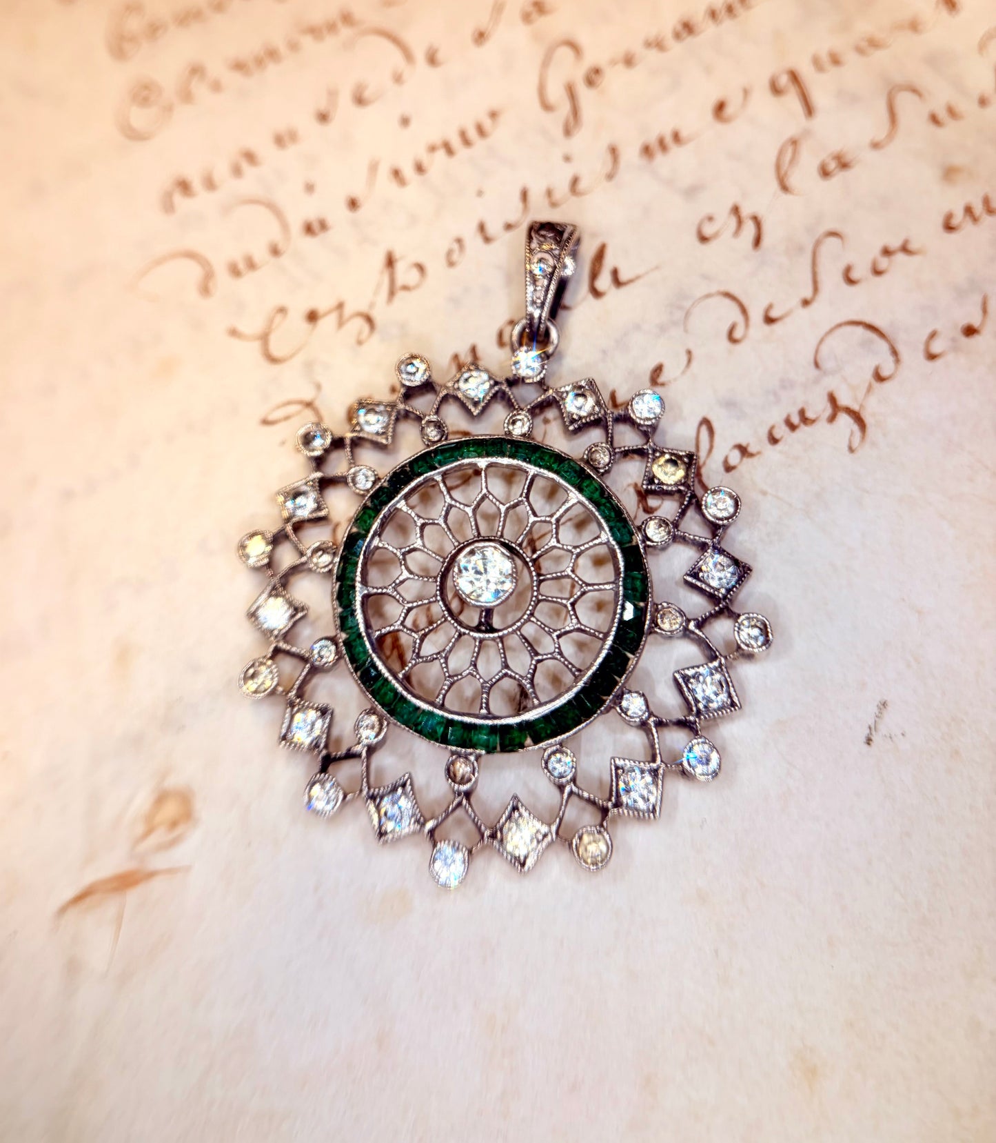 The Ferris Wheel ~ Edwardian Openwork Paste Pendant