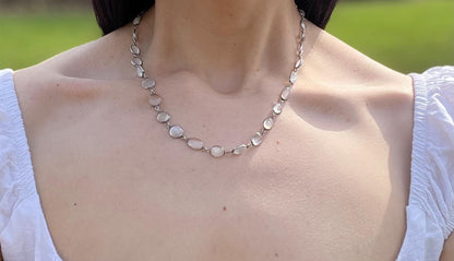 The Celeste ~ Antique Victorian Silver Graduated Moonstone Rivière Necklace