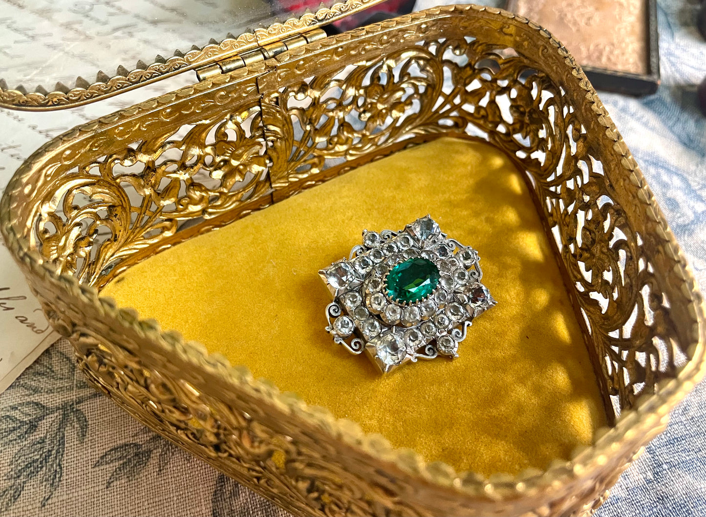 Victorian Large Emerald Paste Brooch