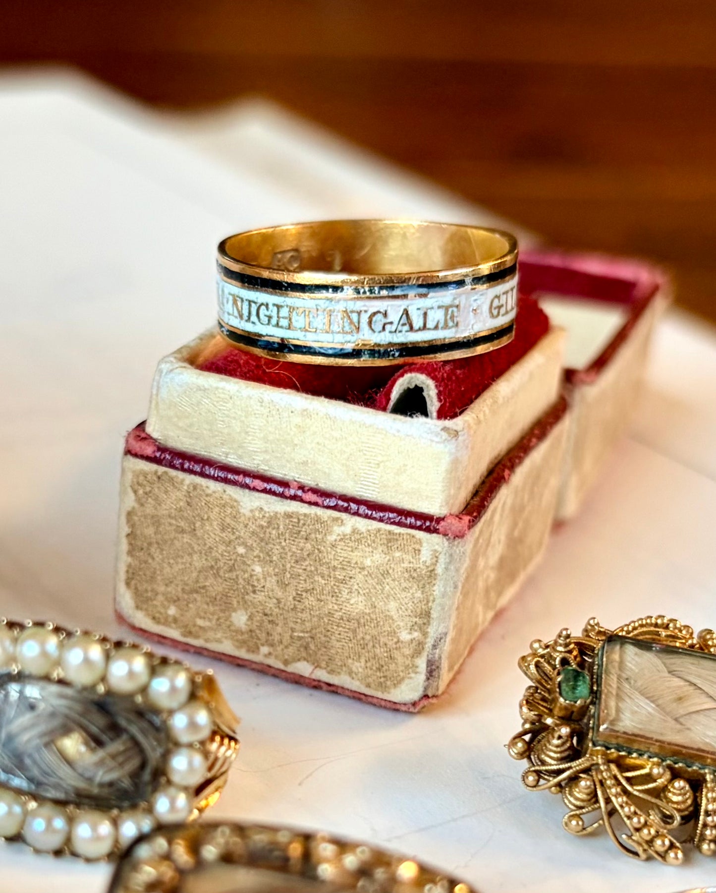 The Nightingale ~ Georgian Enamel Mourning Ring