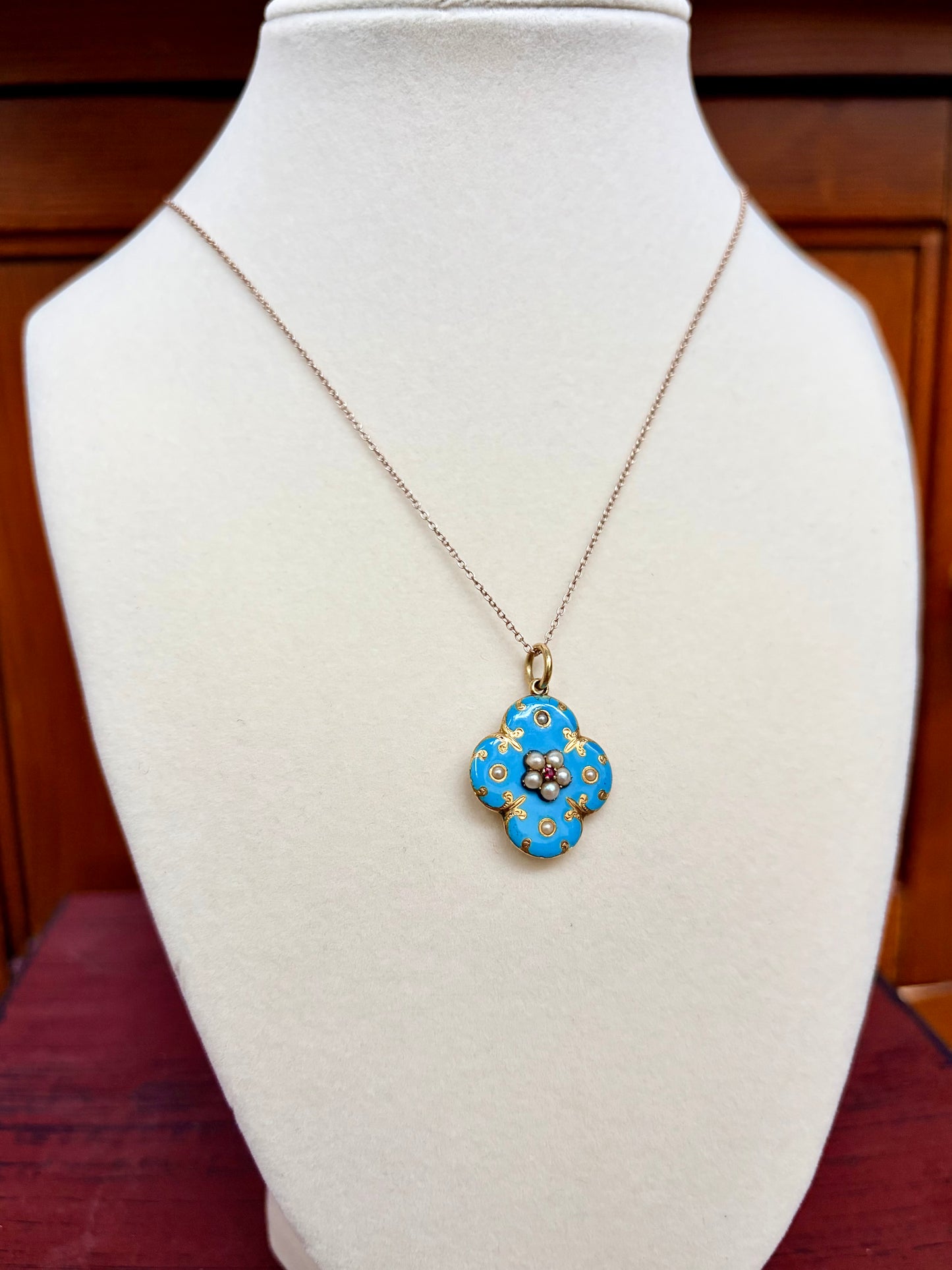 Victorian Blue Enamel 18k Gold Locket