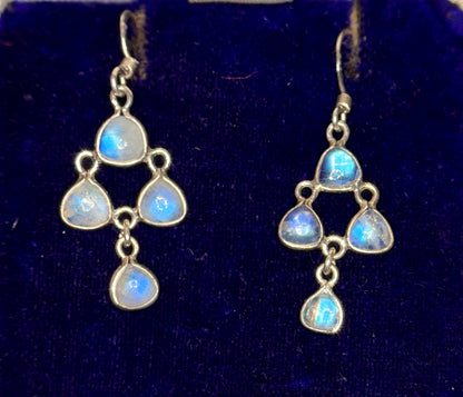 The Milky Way Moonstones ~ Edwardian Silver Earrings