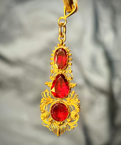 Foiled Garnet Canetille Pendant