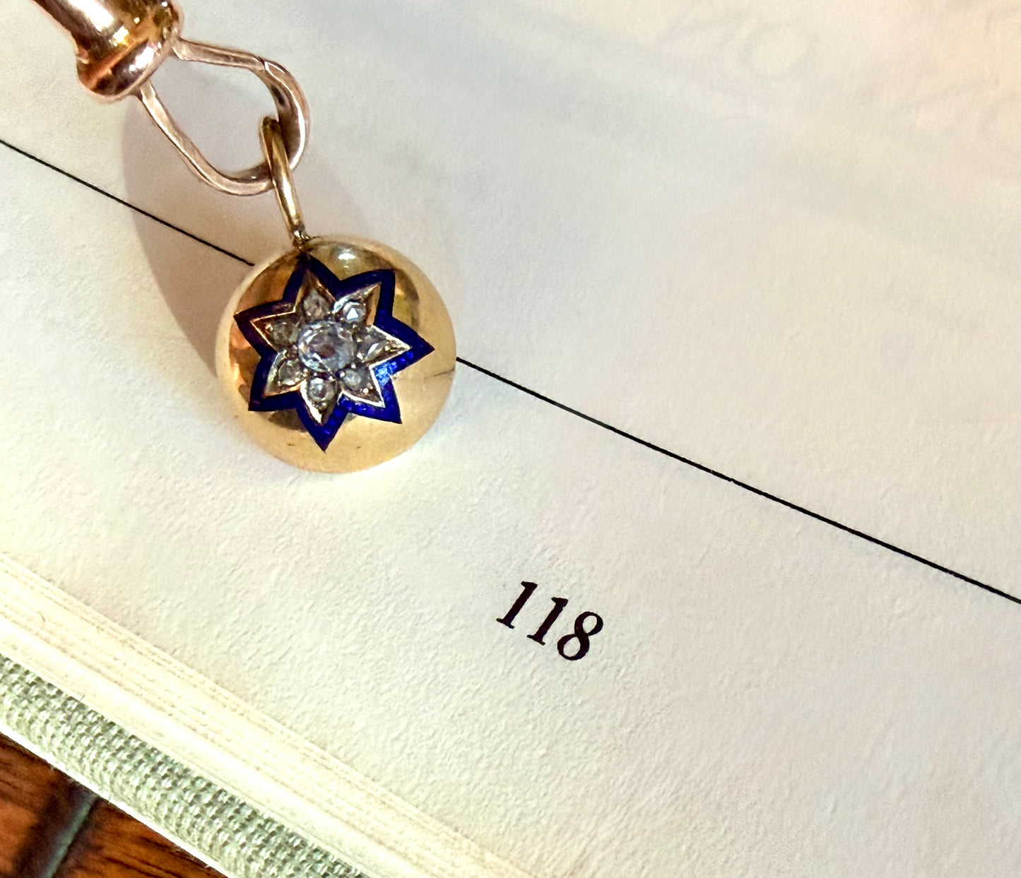 Old Cut Diamond & Enamel Star Charm/Pendant