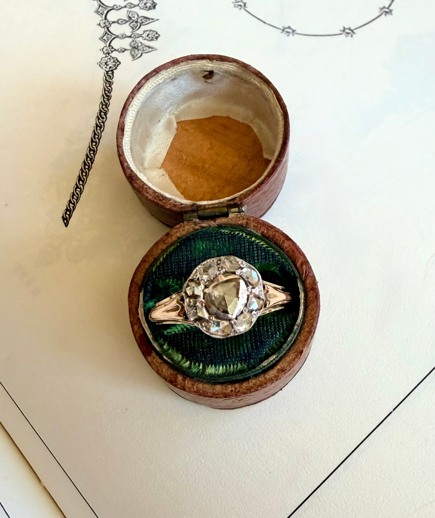 Foiled Rose Cut Diamond Cluster Ring