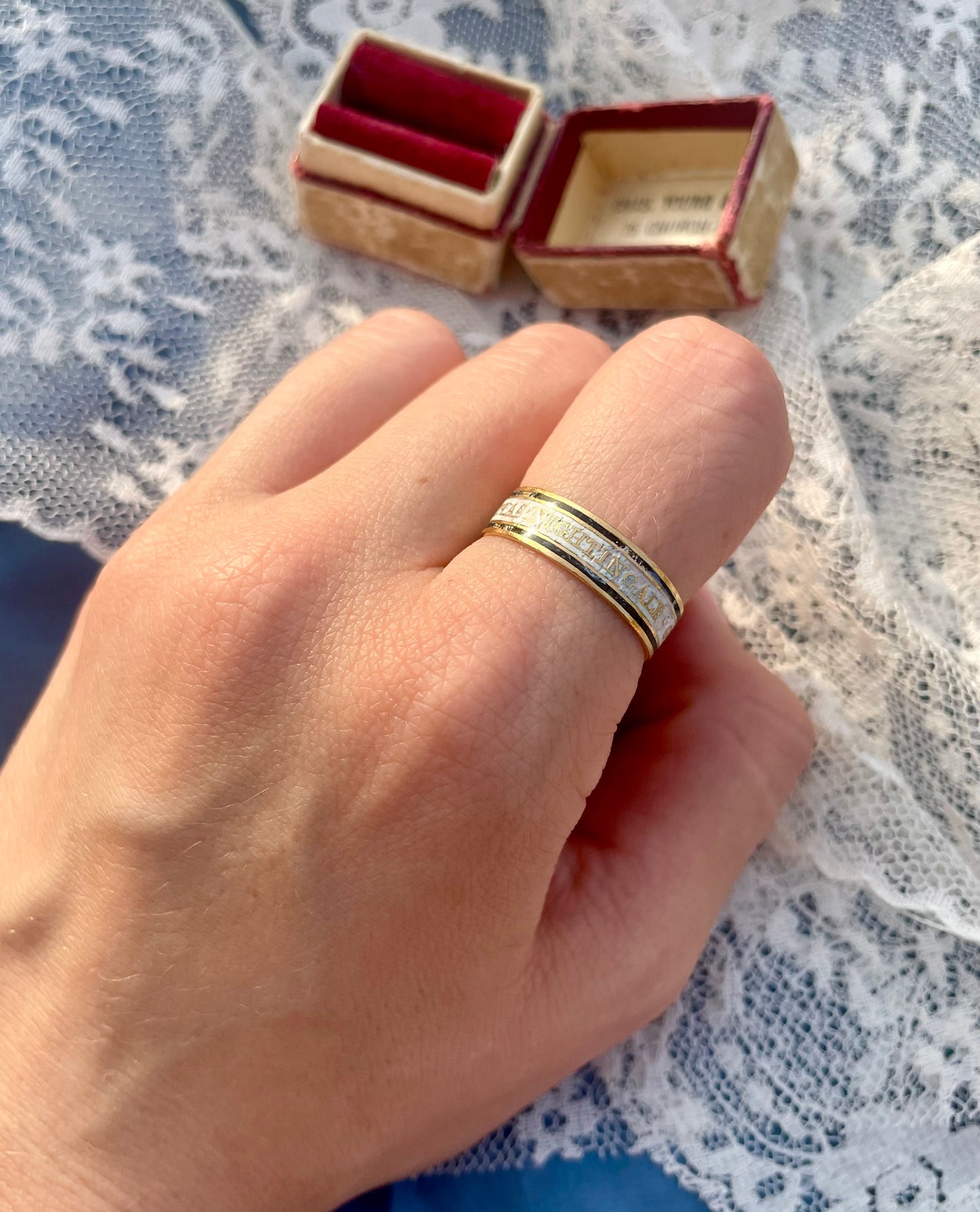 The Nightingale ~ Georgian Enamel Mourning Ring