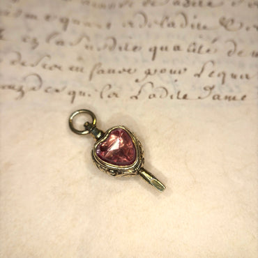 The Key to Your Heart ~ Pink Heart Crystal & Bloodstone Watch Key Charm