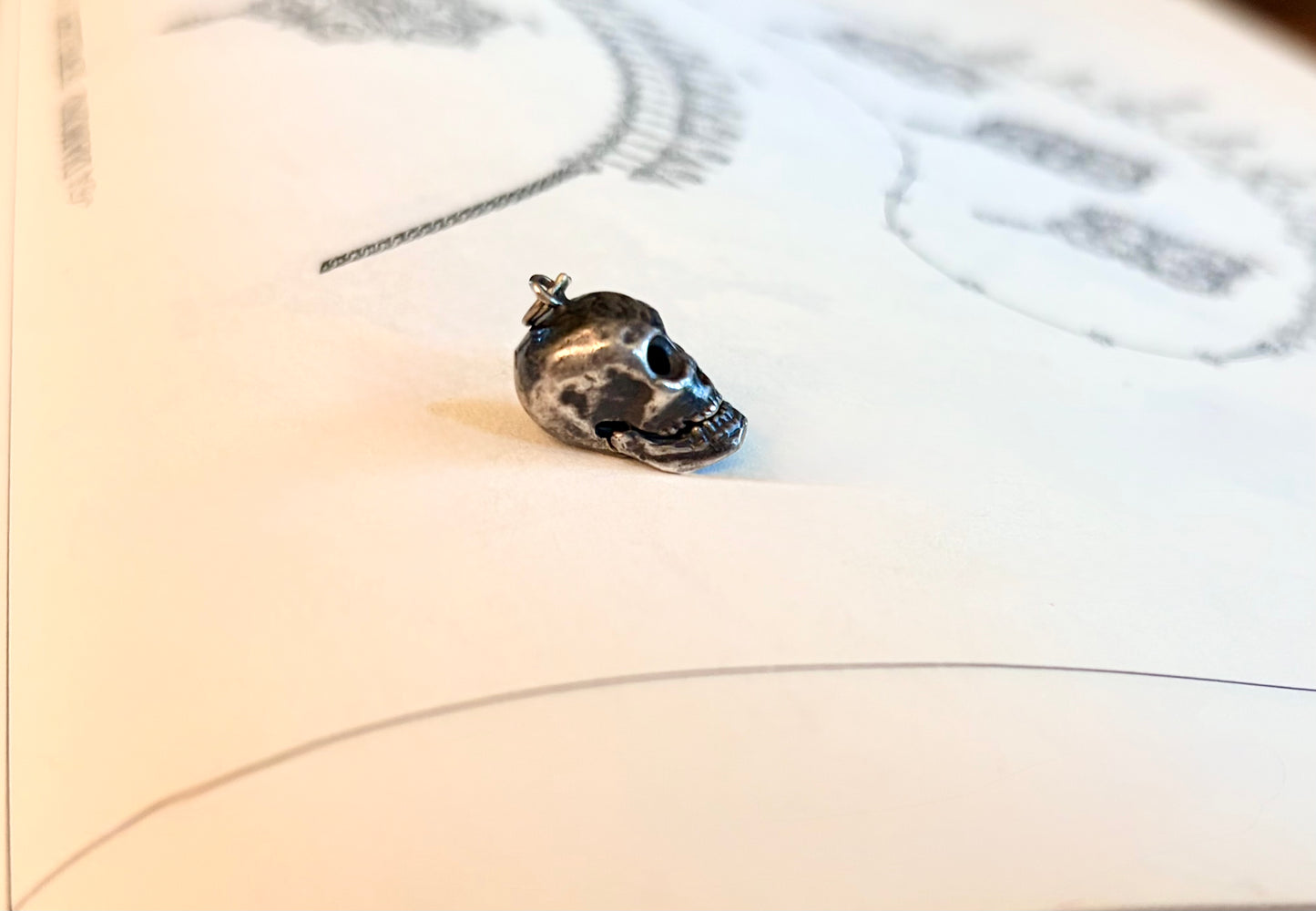 Vintage Silver Articulated Skull Charm