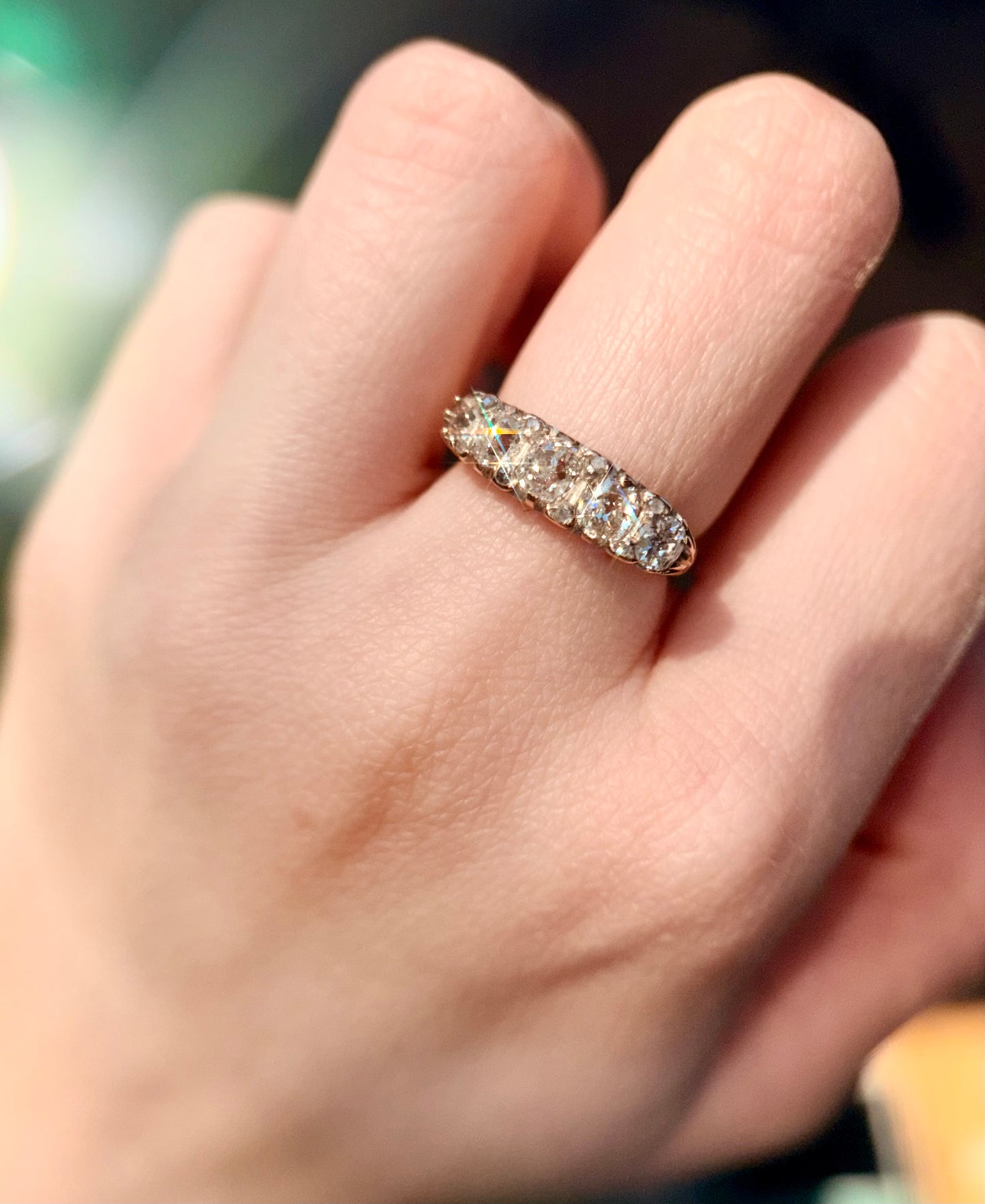 The Venus ~ Old Mine Cut Diamond Half Hoop Ring