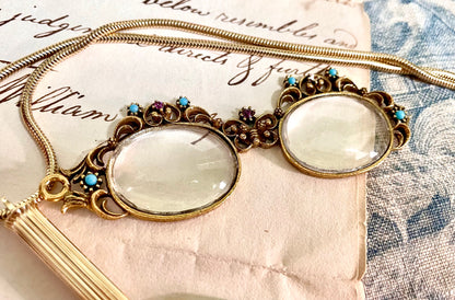 Antique Magnifying Glass & Butterfly Glasses Set