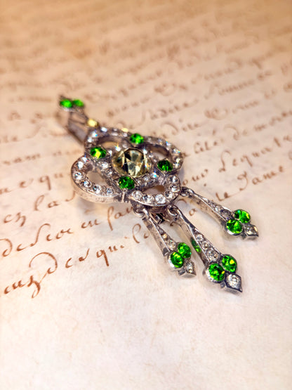 The Persephone ~ Art Noveau Green Paste Brooch/Pendant