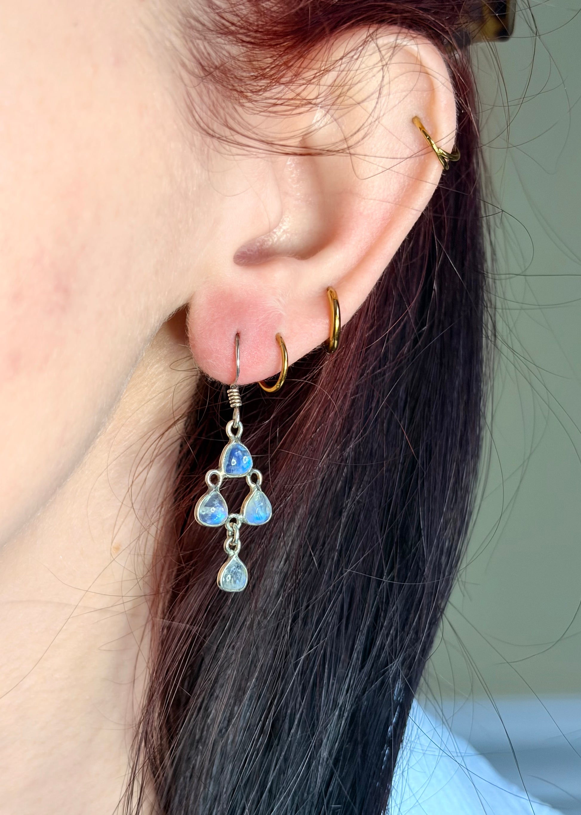 The Milky Way Moonstones ~ Edwardian Silver Earrings