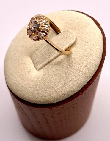 The Sunflower ~  Victorian Rose Cut Diamond Cluster Ring