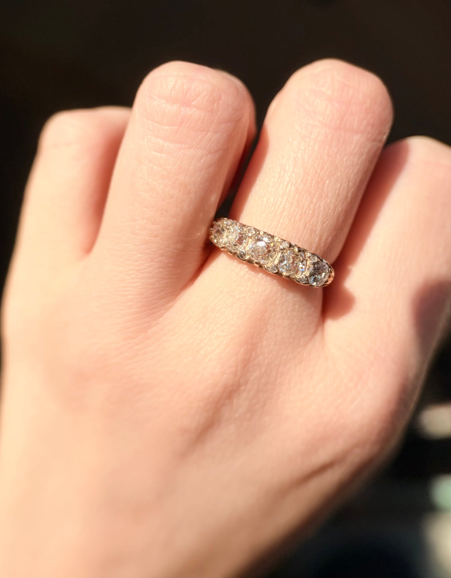 The Venus ~ Old Mine Cut Diamond Half Hoop Ring