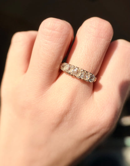 The Venus ~ Old Mine Cut Diamond Half Hoop Ring