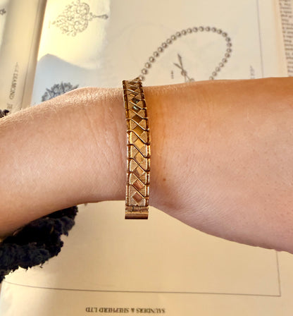 Vintage Gold Plated Woven Pattern Watch Strap