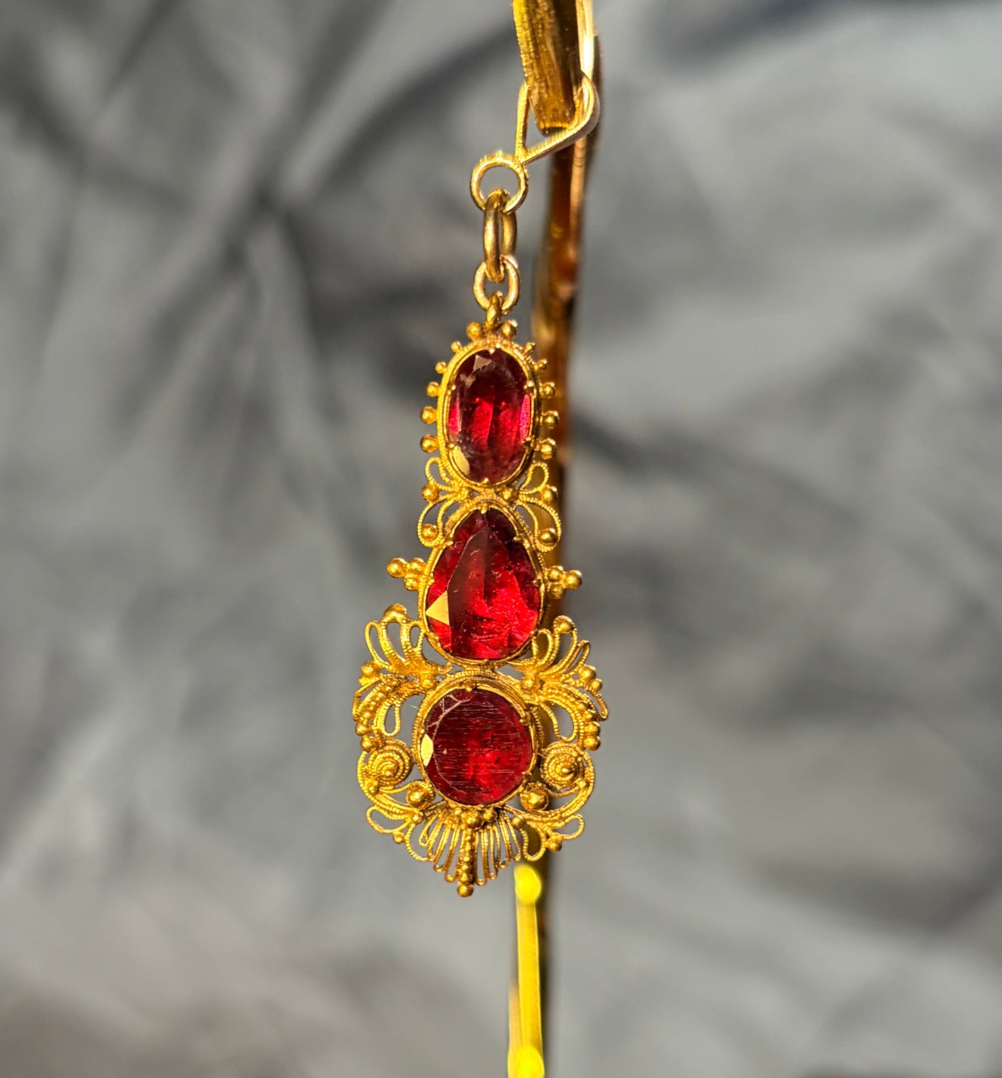 Foiled Garnet Canetille Pendant