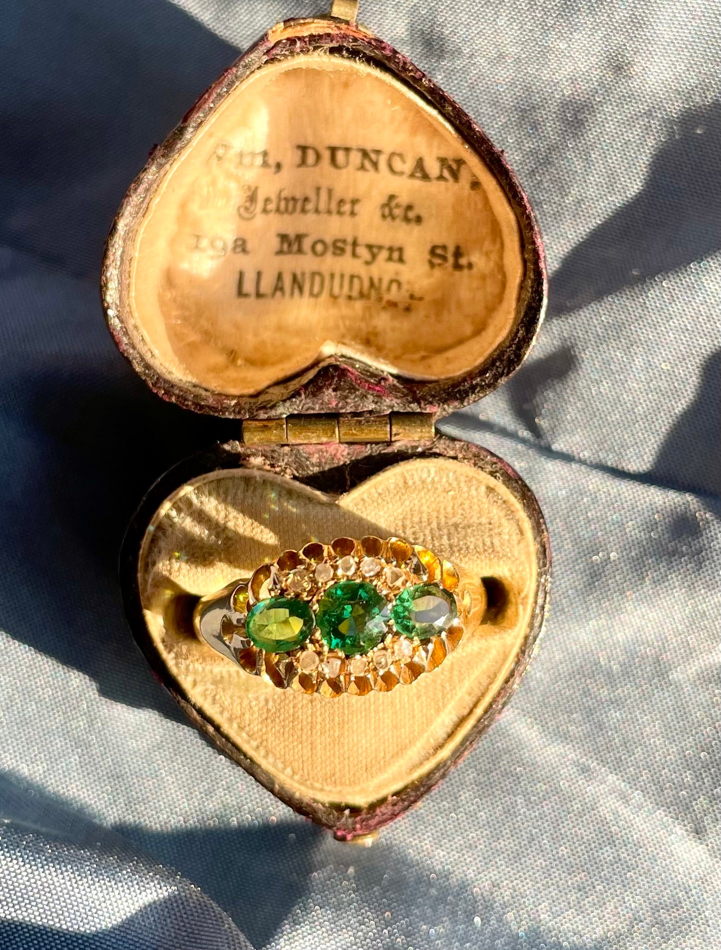 Victorian 18k Gold Paste, Tsavorite Garnet, & Diamond Cluster Ring