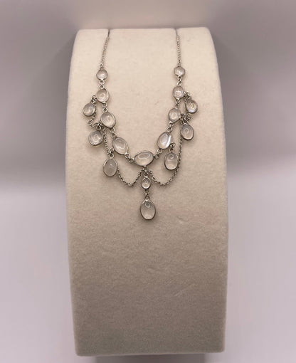 Edwardian Silver Moonstone Festoon Necklace