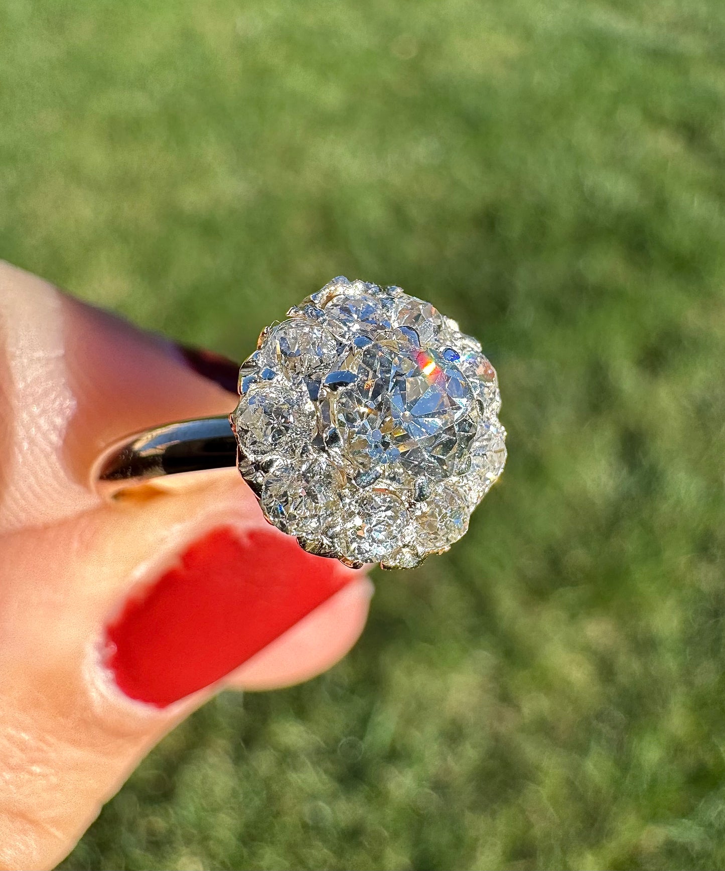 Edwardian Old Cut Diamond Cluster Ring