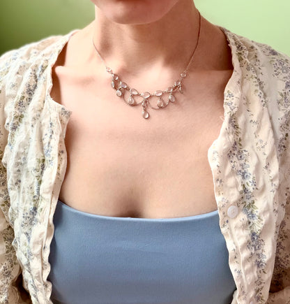 Edwardian Silver Moonstone Festoon Necklace