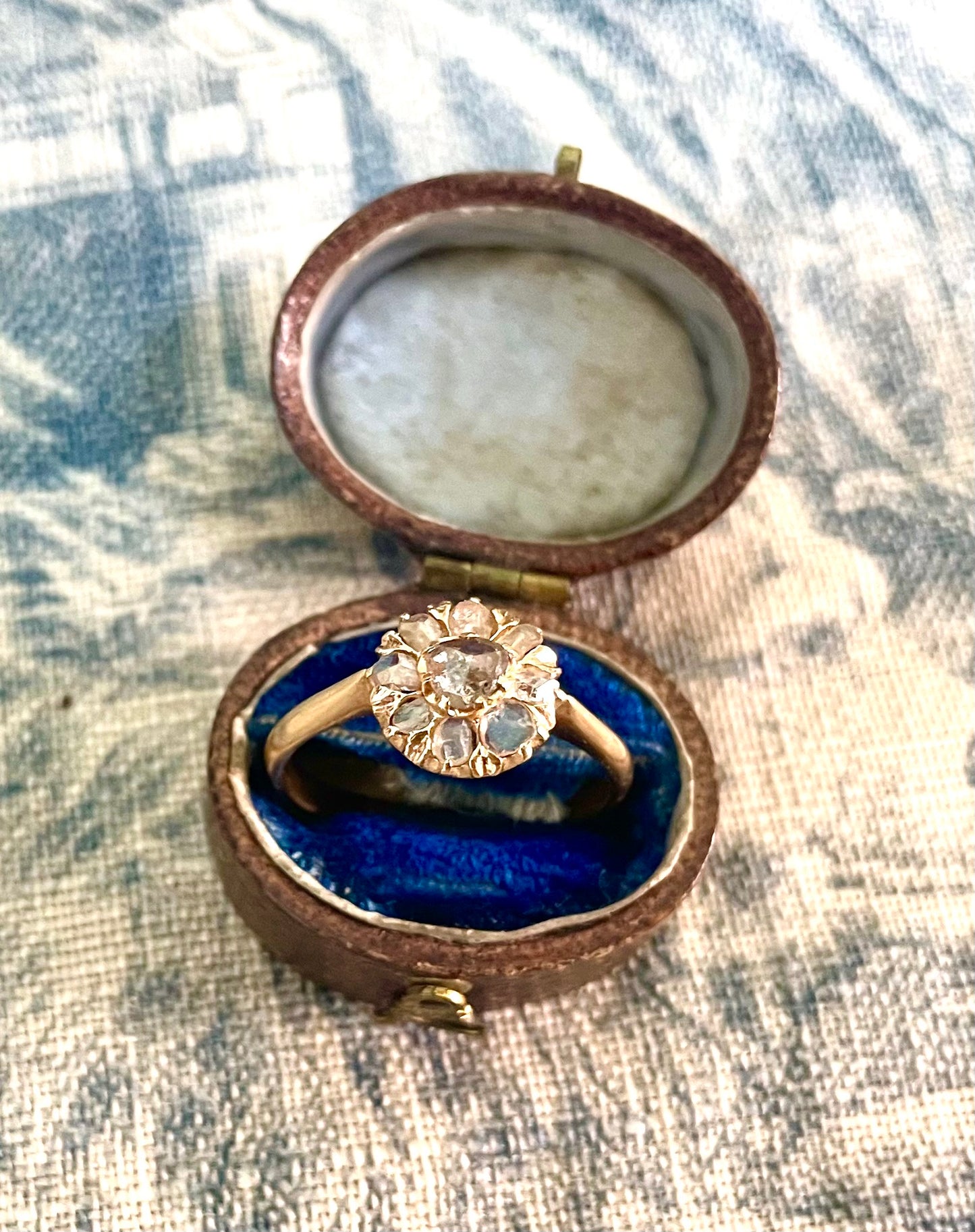 The Sunflower ~  Victorian Rose Cut Diamond Cluster Ring