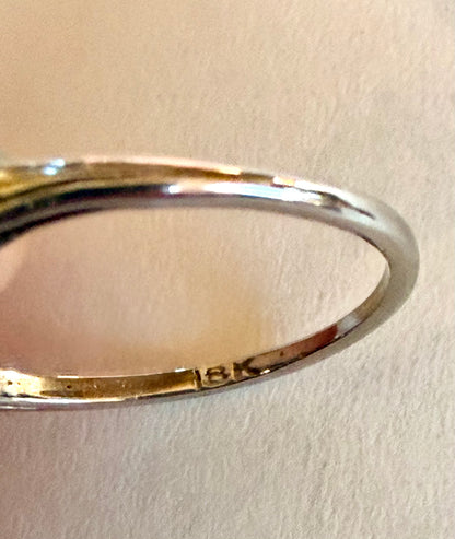 Art Deco Toi et Moi Emerald & Diamond 18k White Gold Ring