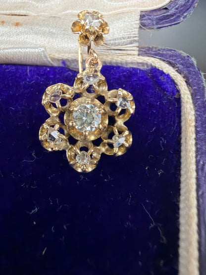 Victorian Diamond Flower Earrings