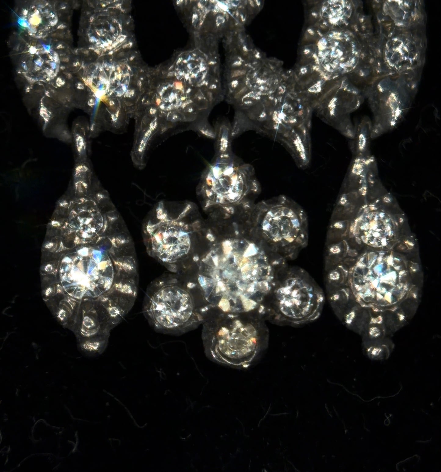 The Midnight Garden Earrings ~ Early Victorian Gold & Silver Diamond Paste Girandole Earrings