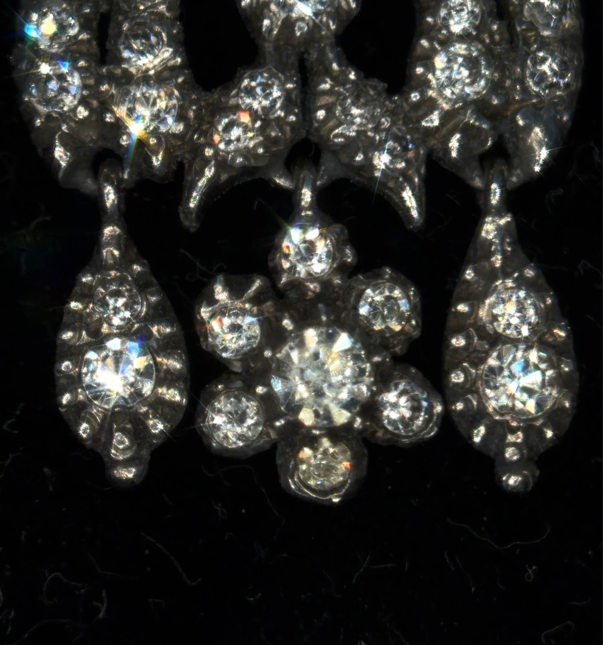 The Midnight Garden Earrings ~ Early Victorian Gold & Silver Diamond Paste Girandole Earrings