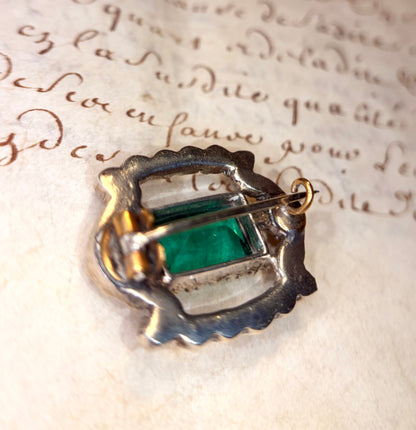 Petite Victorian Green Paste Brooch