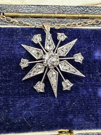 Victorian Diamond Starburst Pendant/Brooch