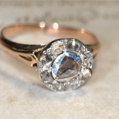 The Silver Rose ~ Foiled Rose Cut Diamond Cluster Ring
