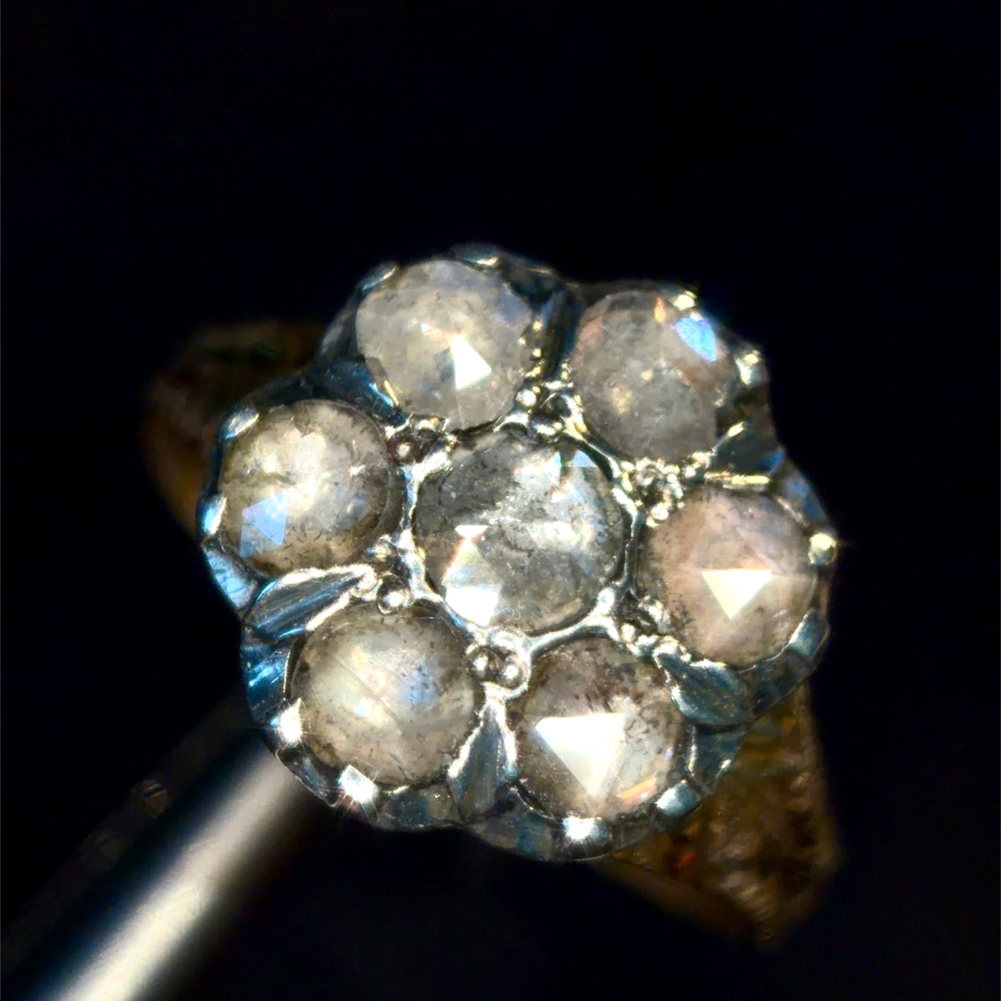 The Magnolia ~ Georgian Rose Cut Diamond Cluster Ring