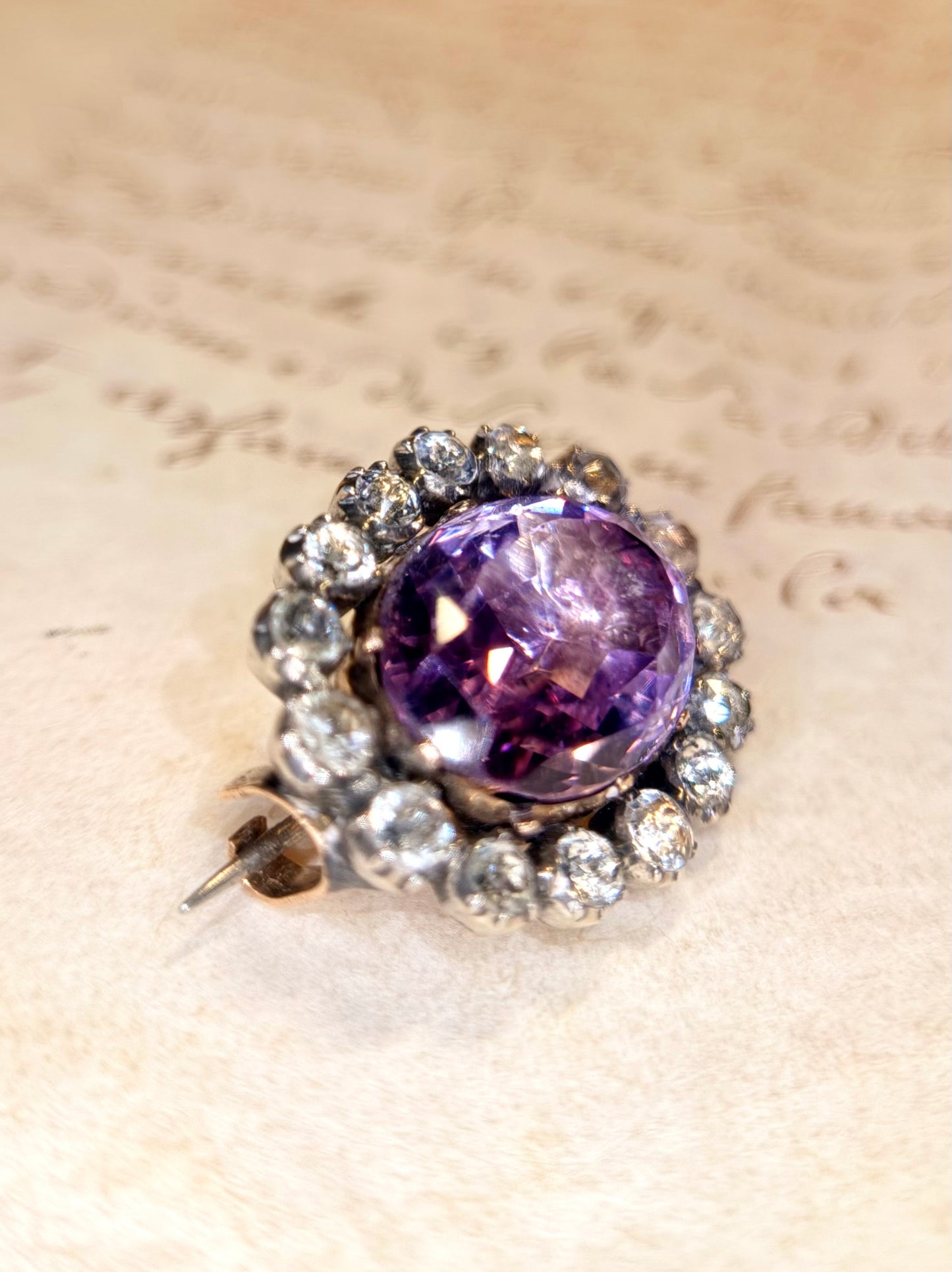 Georgian Oval Amethyst Paste Brooch