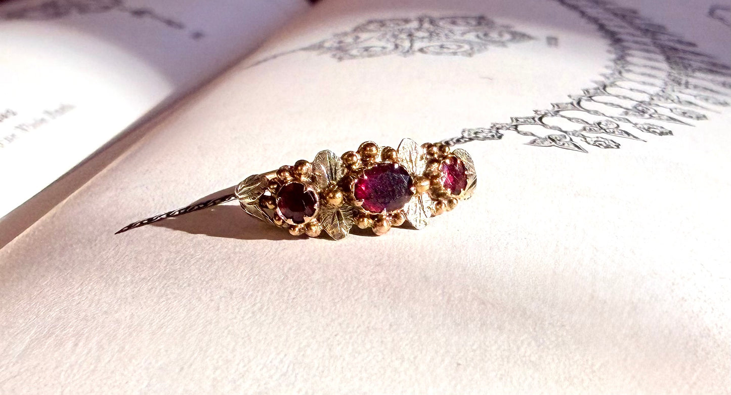 Georgian Pink Garnet Floral Ring