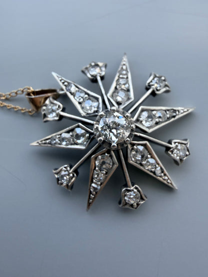 Victorian Diamond Starburst Pendant/Brooch