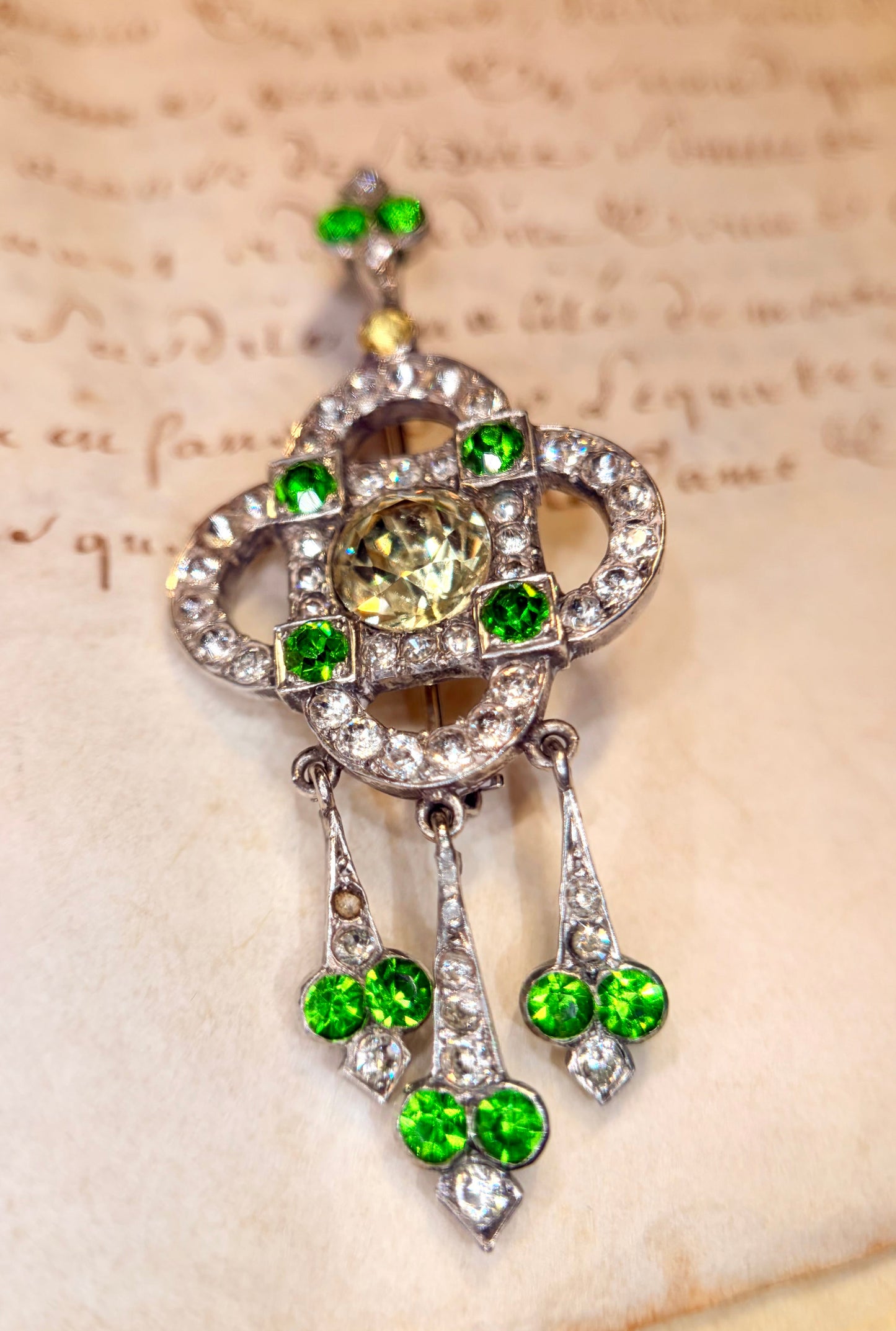 The Persephone ~ Art Noveau Green Paste Brooch/Pendant